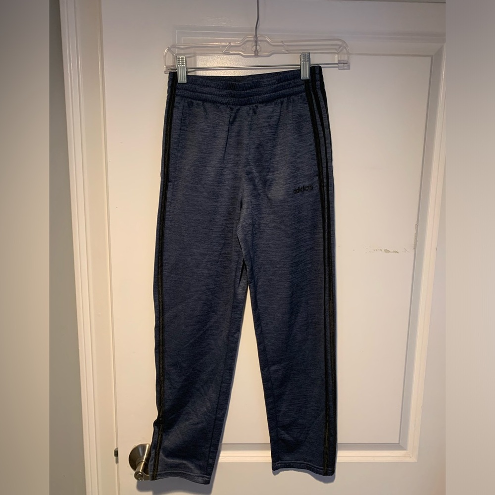 Boys medium size 10-12 Adidas pants dark blue with black stripes